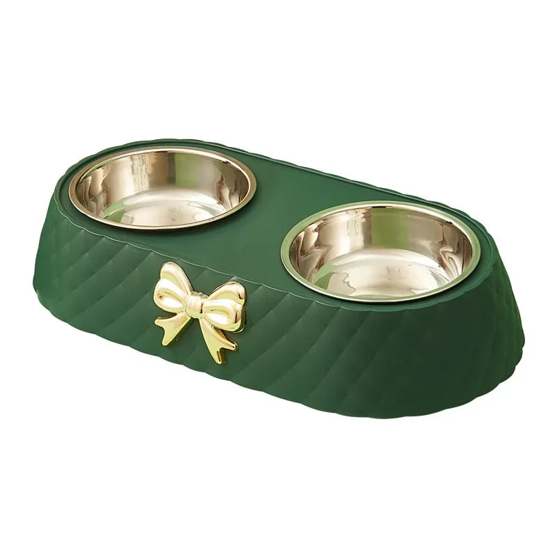 Stainless Steel Dog Bowl with Bow Tie | Stylish & Durable