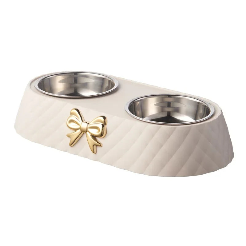 Stainless Steel Dog Bowl with Bow Tie | Stylish & Durable