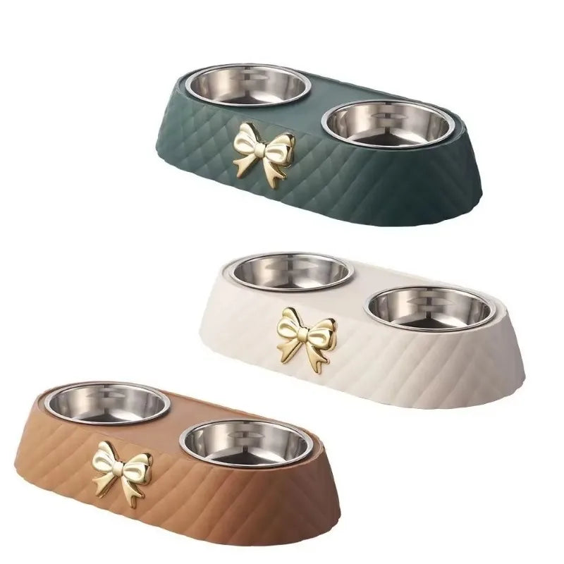 Stainless Steel Dog Bowl with Bow Tie | Stylish & Durable