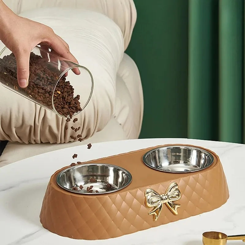 Stainless Steel Dog Bowl with Bow Tie | Stylish & Durable