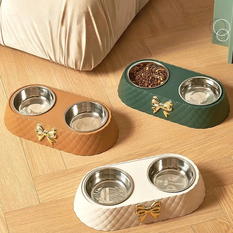 Stainless Steel Dog Bowl with Bow Tie | Stylish & Durable