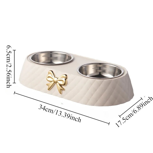 Stainless Steel Dog Bowl with Bow Tie | Stylish & Durable